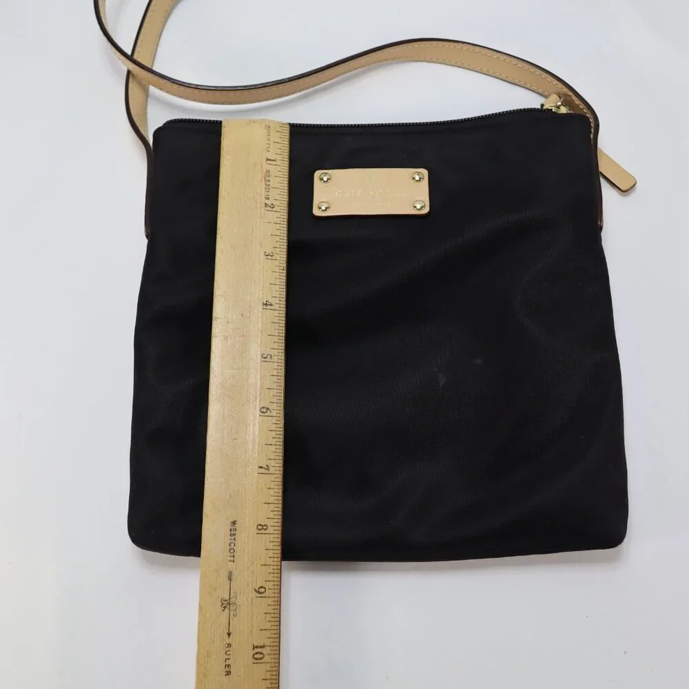 Kate Spade New York Kennedy Park Tess Crossbody Bag‎ Purse Black Nylon Leather